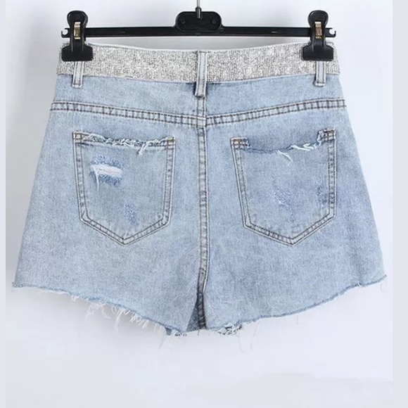 Rhinestone Studded Distressed Shorts - Picture 4 of 6